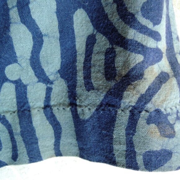 Market Place Blue Batik Cotton Button Jacket Top S/M *Runs L - Picture 7 of 8